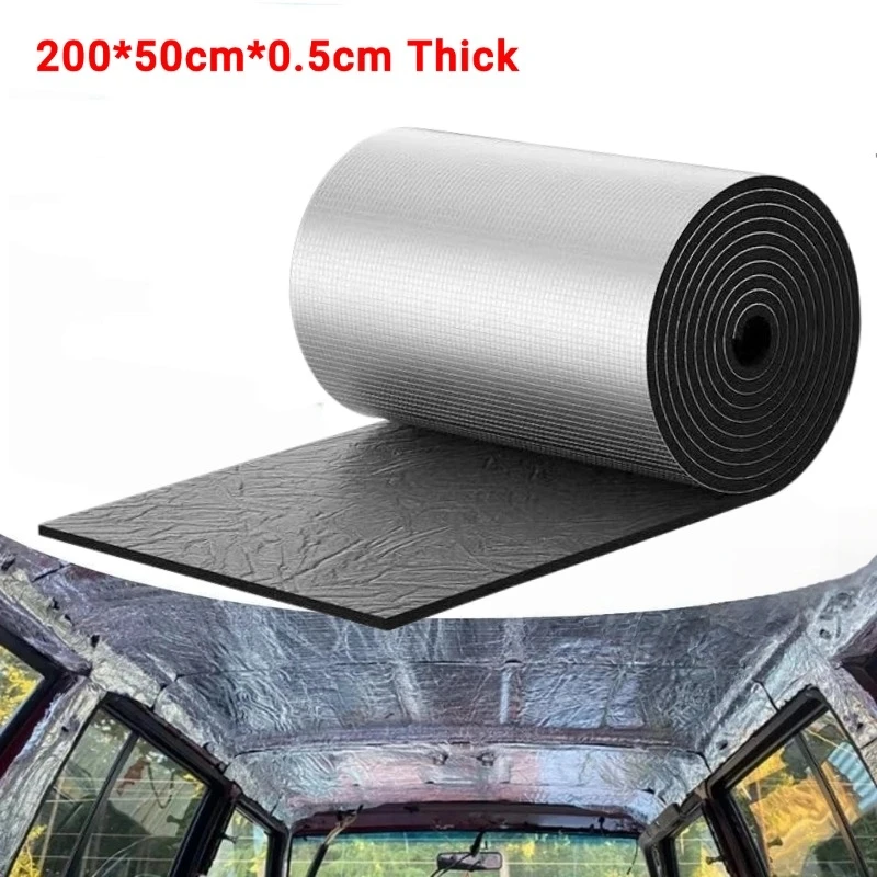 50x200cm Car Sound Deadening Mat Closed-Cell Foam Car Insulation Material Aluminum Foil Heat Shield Self-Adhesive Sound Deadener
