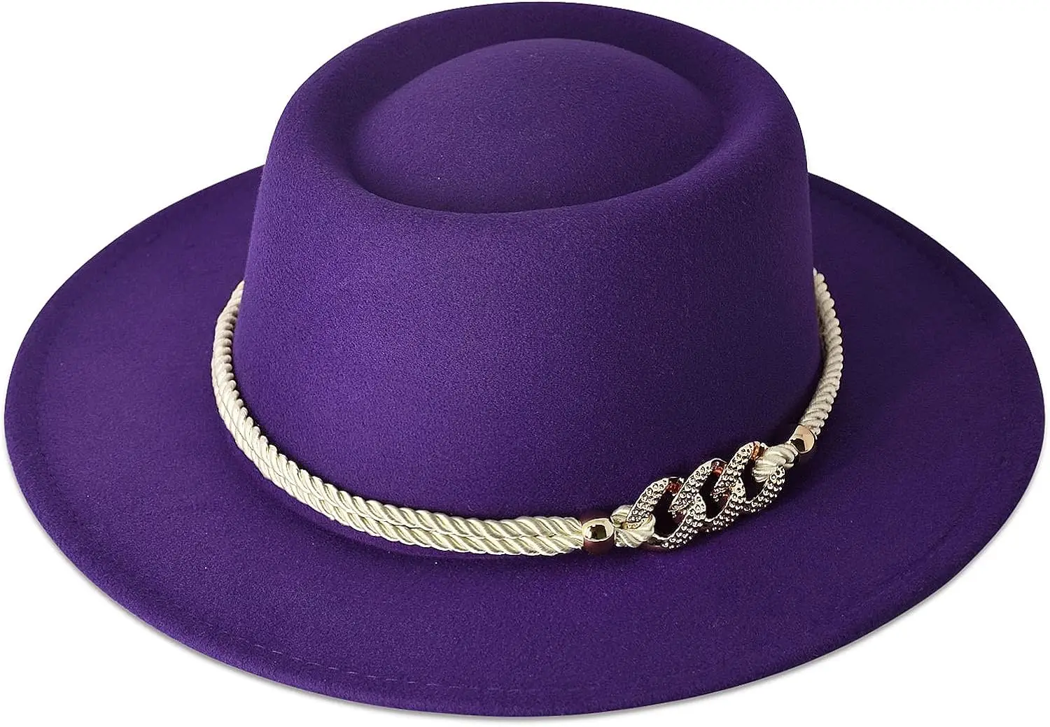 Sombrero Fedora de ala ancha para mujer Mistdawn con hebilla de cinturón, estilo Pork Pie