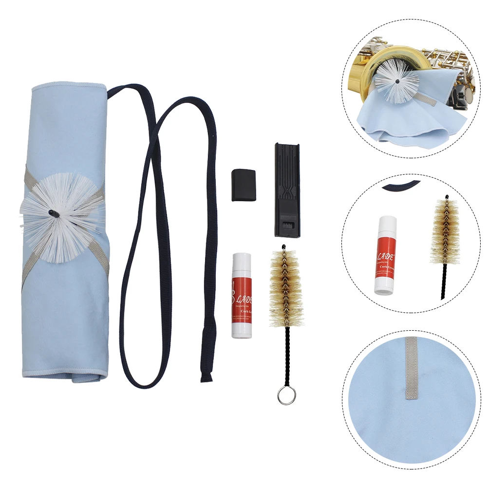 

1 Set Saxophone Cleaning Kit Brush Pads Cloth Accessories Flute Clarinet Tools Cork Cream Reed Clip Thumb Cushion Lightweight