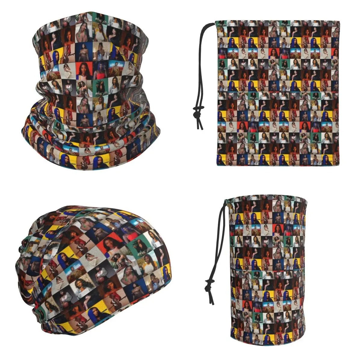 Aya Nakamura Photo Collage Bandana Neck Gaiter Printed Wrap Scarf Multifunction Headband Unisex Adult Washable