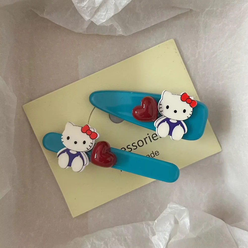 Novo sanrio azul gotas de água amor olá kitty duckbill clipe de cabelo dos desenhos animados bonito gatinho gato lado hairpin acessórios para o cabelo presentes