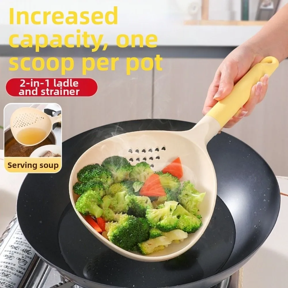

2in1 Soup Ladle & Colander Big Size High Heat Resistant Kitchen Ladle Strainer Non Stick Handheld Noodle Pasta Colander