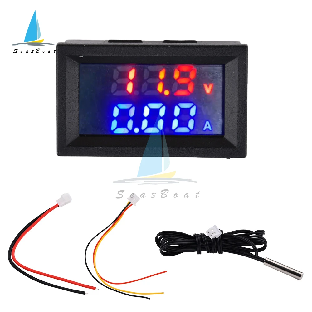 DC 100V 10A Digital Voltmeter Ammeter Wattmeter Dual LED Voltage Detector Current Power Meter Panel Amp Volt Gauge Thermometer