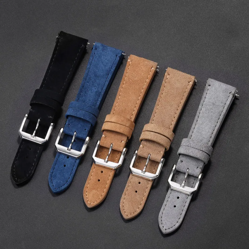 High Quality Suede Leather Watch Strap  20mm 22mm Quick Release Watchband Accessories