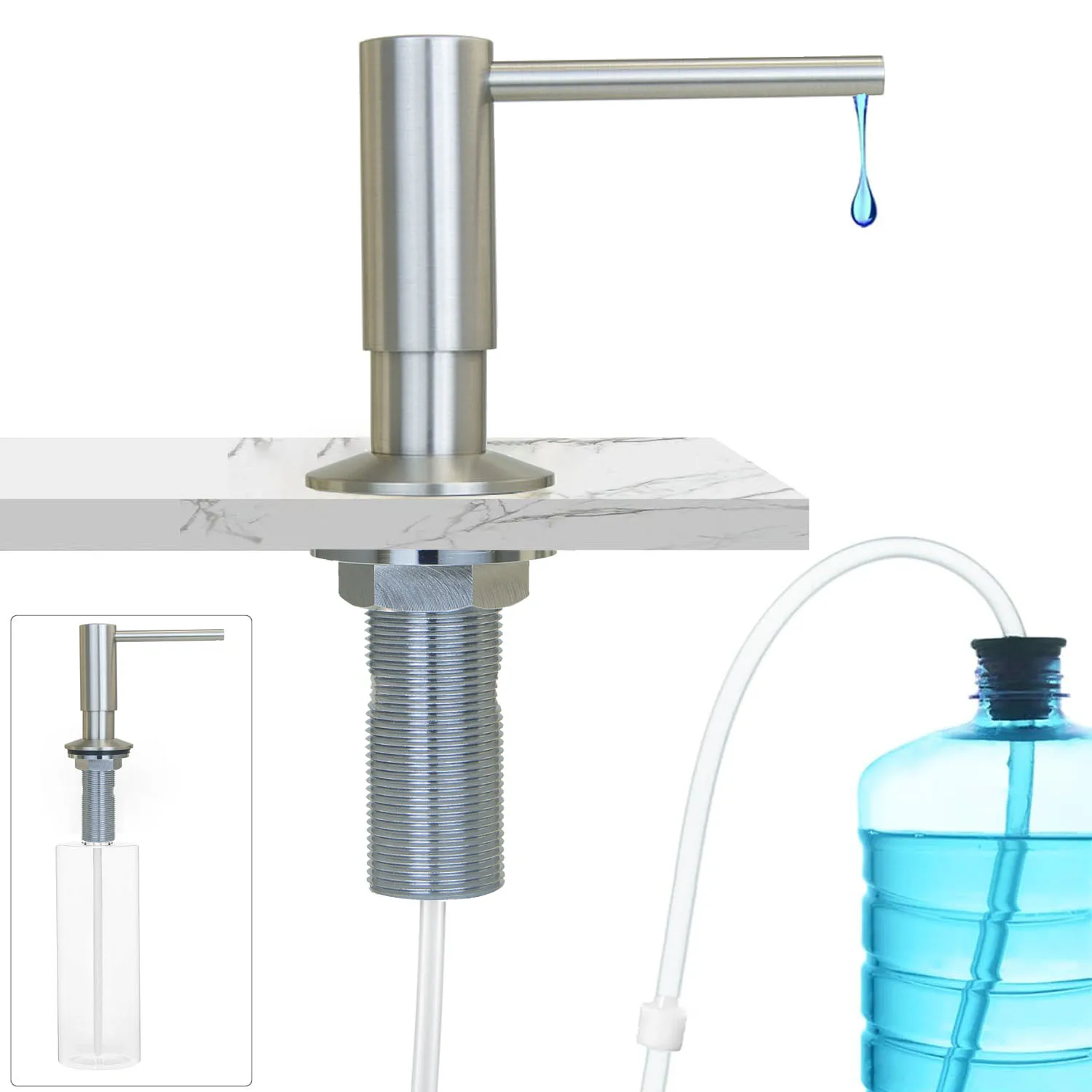 

Brass Press-Type Soap Dispenser for Sink 17oz Capacity with 120mm Extension Tube Kitchen Hand/Liquid Soap Dispenser