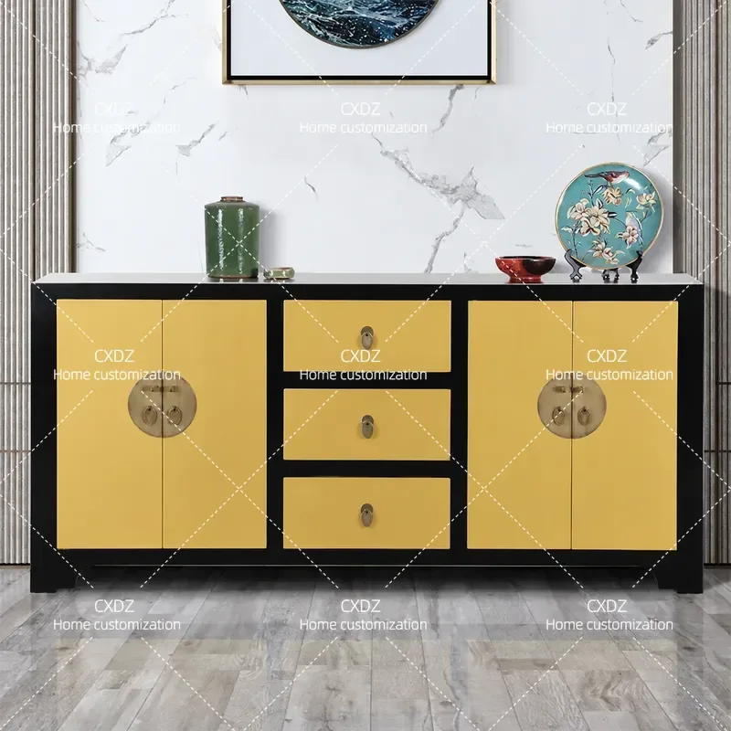 New Chinese Style TV Cabinet Antique Door Solid Wood Dining Sideboard Simple Classical Decorative Shoe Storage Cabinet