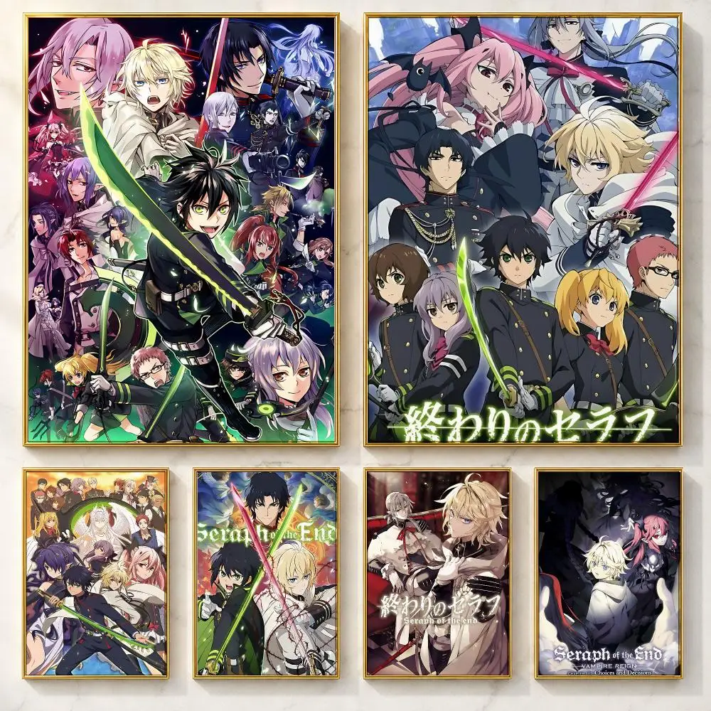 Certified Anime S-Seraph of the EndS Poster Self-adhesive Art Poster Decoracion Painting Wall Art White Kraft Paper Home Decor