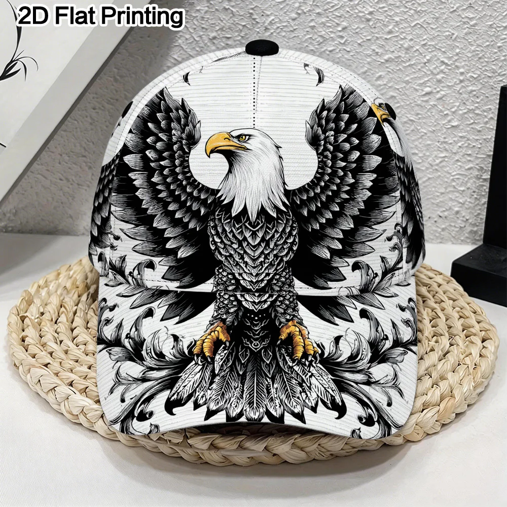 Eagle with Shield Print Baseball Hat Lightweight Polyester Snapback Cap with Full-Body Design Perfect for Sports Running