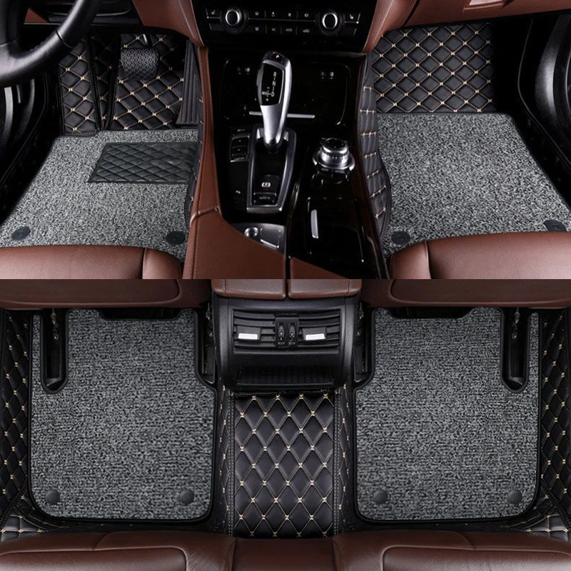 Custom Double Layer Car Floor Mat for VW Jetta Arteon Polo Bora Golf Passat T-Roc Auto Carpet Syling Interior Parts