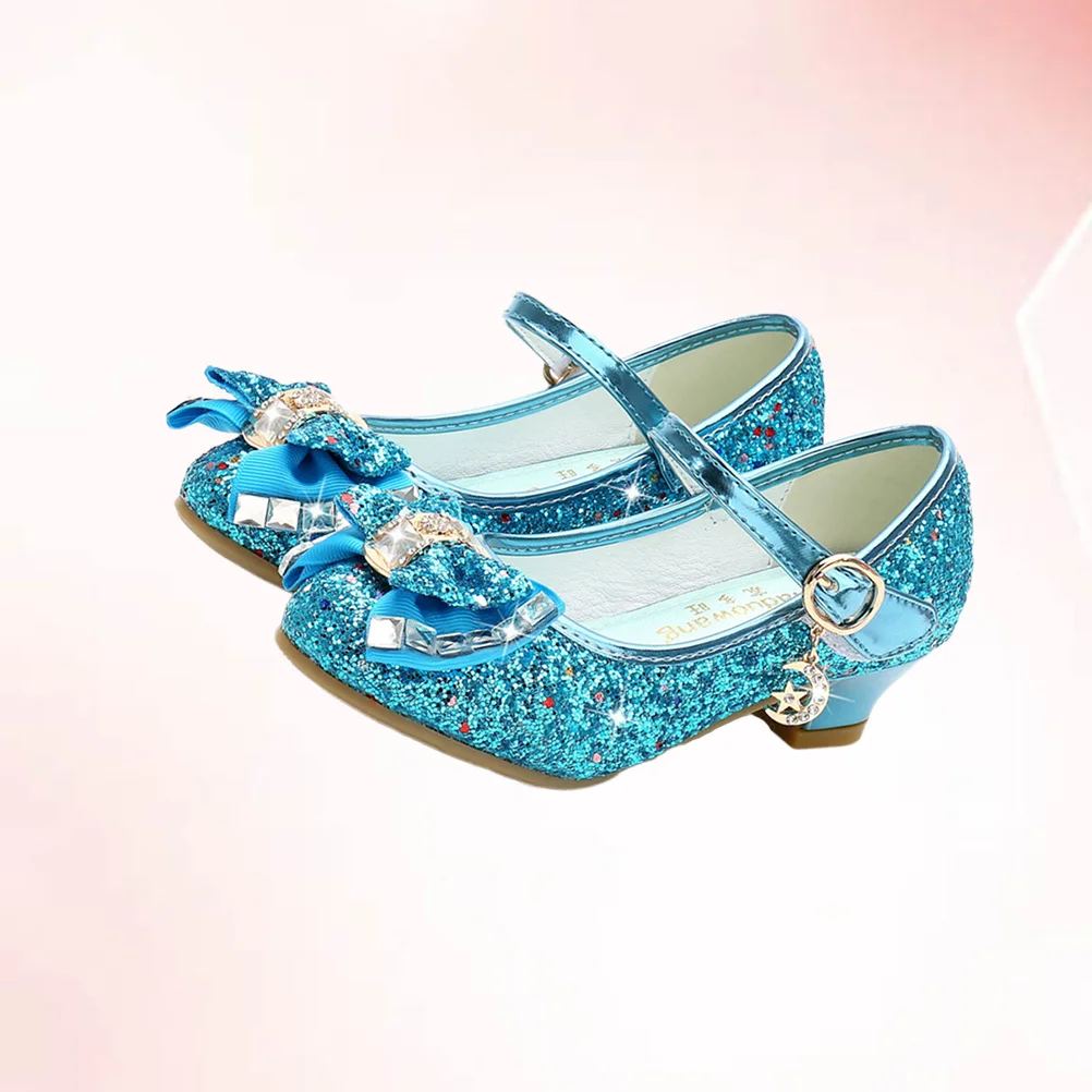 مقاس 27 حذاء للأطفال بكعب عالي ترتر تصميم جميل بعقدة على شكل فيونكة مريح ومتين وناعم مانع للانزلاق باللون الوردي