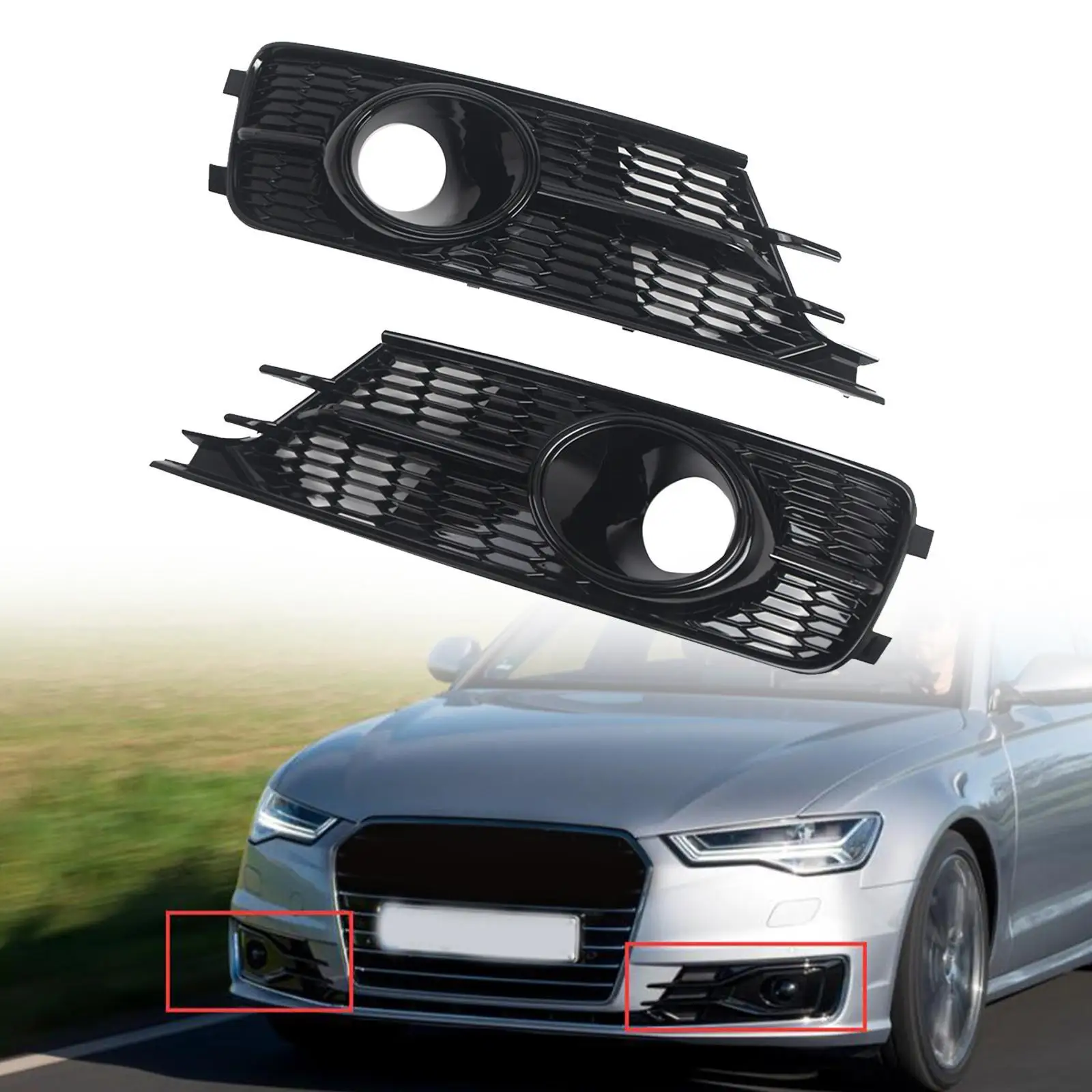 Fog Lamp Grille Covers 4G0807647A Directly Replace for Audi A6 C7 16-18