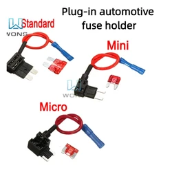 12V Car Blade Fuse Holder Add-a-circuit TAP Adapter Micro Mini Standard ATM APM Blade Automotive fuses with 10A AMP Fuse wire