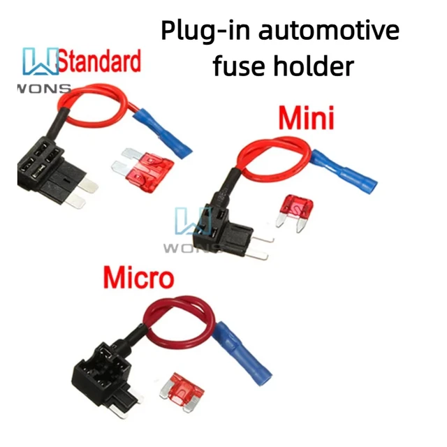 Uchwyt bezpiecznika samochodowego 12V Adapter TAP Add-a-circuit Micro Mini Standard ATM APM Bezpieczniki samochodowe z przewodem bezpiecznika 10A AMP
