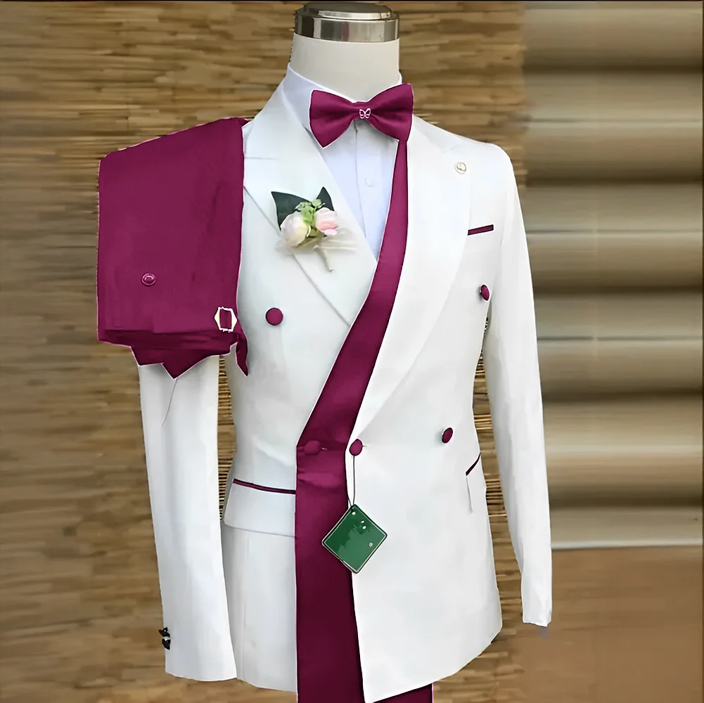 Costume de mariage sur mesure blanc noir pour hommes, nouveau Design, coupe cintrée, meilleur homme,