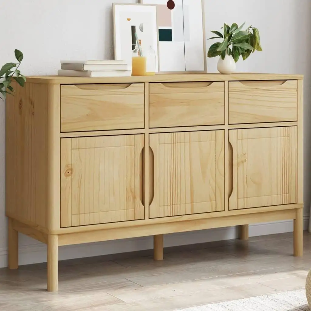 FLORO Wax Brown Sideboard - Solid Pine Wood Cabinet 44.9x16.9x29.1 for Stylish Storage