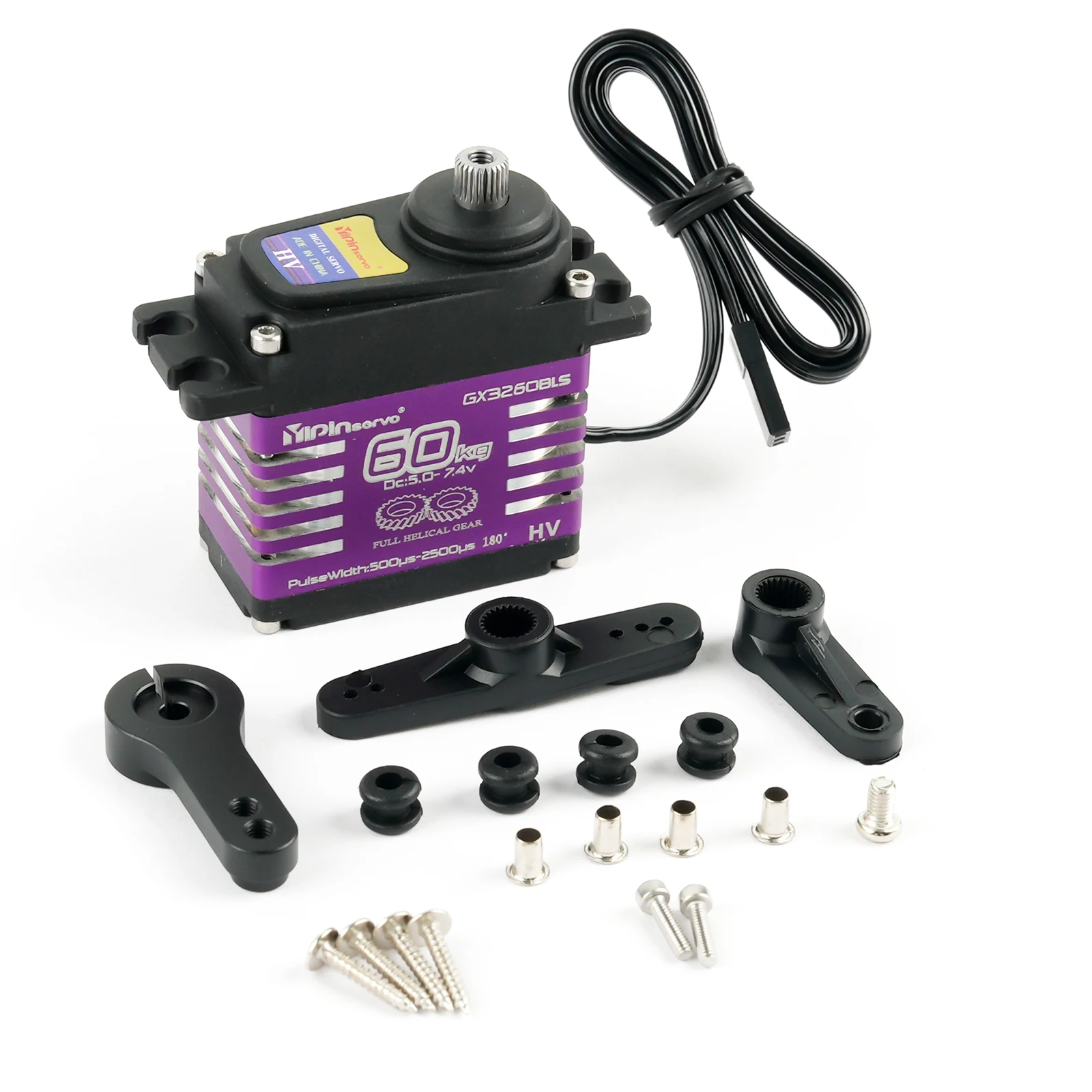 

YP3260BLS 60 кг, цифровой серводвигатель со стальной шестерней и высоким крутящим моментом, бесщеточный двигатель 180 градусов с металлическим сервоприводом для роботизированных моделей автомобилей