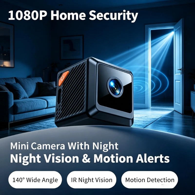 140°Wide Angle W02 Mini Cam 1080P HD IR 5M Night Vision Cabinet Room Remote Motion Detection Security Unit