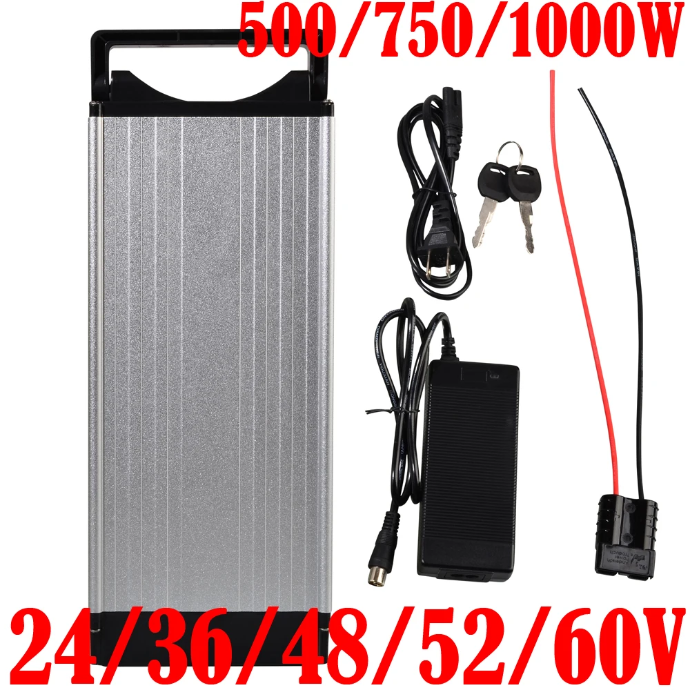 eBike Battery 18650 Cell Rear Rack Electric Bicycle Battery 36V 48V 52V 60V 10AH 13AH 15AH 20AH 25AH 30AH Lithium Battery Pack