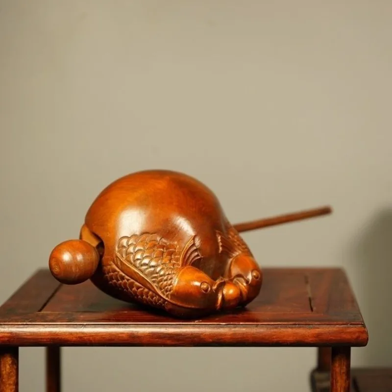 Hand Carved Wood Pisces fish wooden fish Statue Figurine Desktop Ornaments Home Decoration