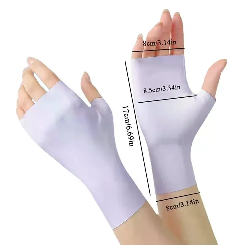 قفازات حماية من الأشعة فوق البنفسجية لمسمار الفن هلام مسمار مصباح قفازات واقية من الشمس أصابع اليد العناية بالشمس رقيقة كول الحرير الجليد حريري الشمس قفاز