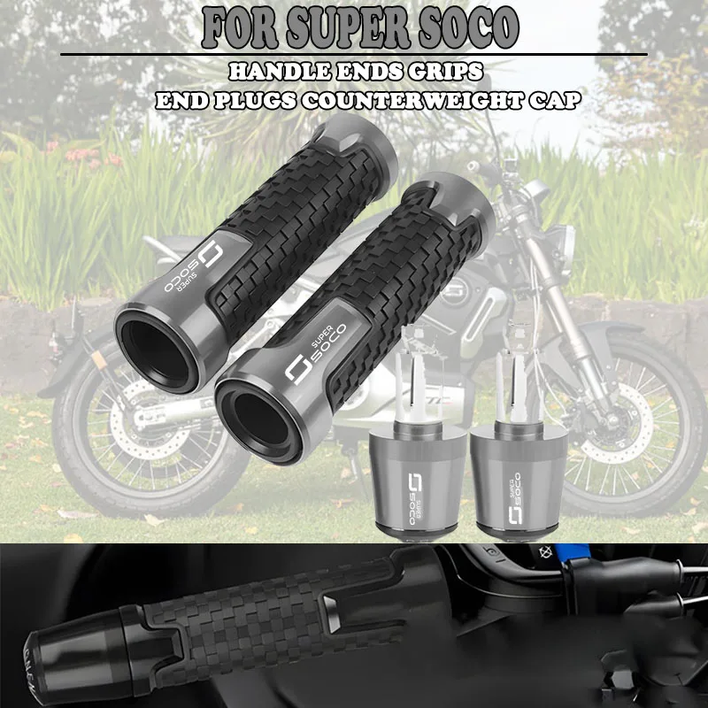 7/8'' 22mm Motorcycle Handle ends Grips Bar Hand Handl For SUPER SOCO CPX CUX TC 50/MAX/WANDERER TS 2020-2023 models