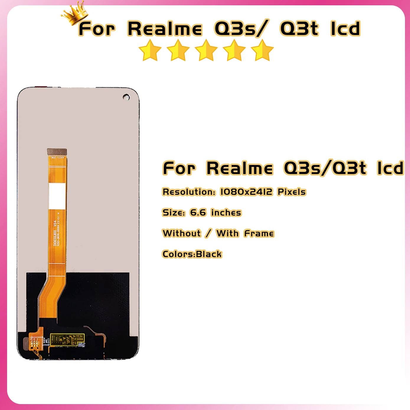 100% Tested For OPPO Realme Q3s Q3t LCD Display Touch Screen Digitizer Assembly Glass Sensor No/With Frame Replacement