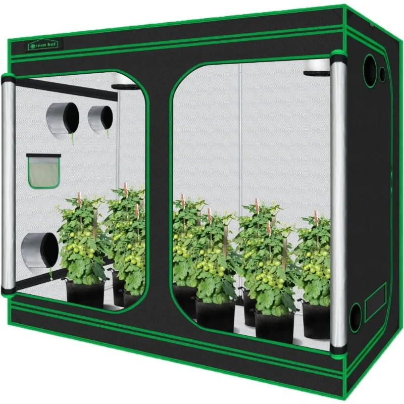 Grow Tent 96x48x78 600D Mylar Hydroponic Indoor Plant Growing Room with Observation Window Removable Floor Tray Tool Bag