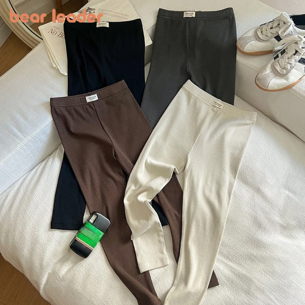 

Bear Leader Spring and Autumn Season New Korean Version Solid Color Slim Fit Leggings Basic Simple Girls' Casual Pants