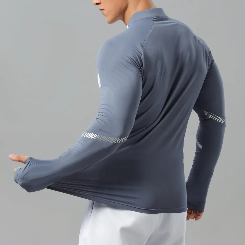 Sudaderas de alta elasticidad para hombre, camisa cálida de manga larga para correr al aire libre, chaqueta informal para Fitness, camiseta para correr, camisetas de Fitness