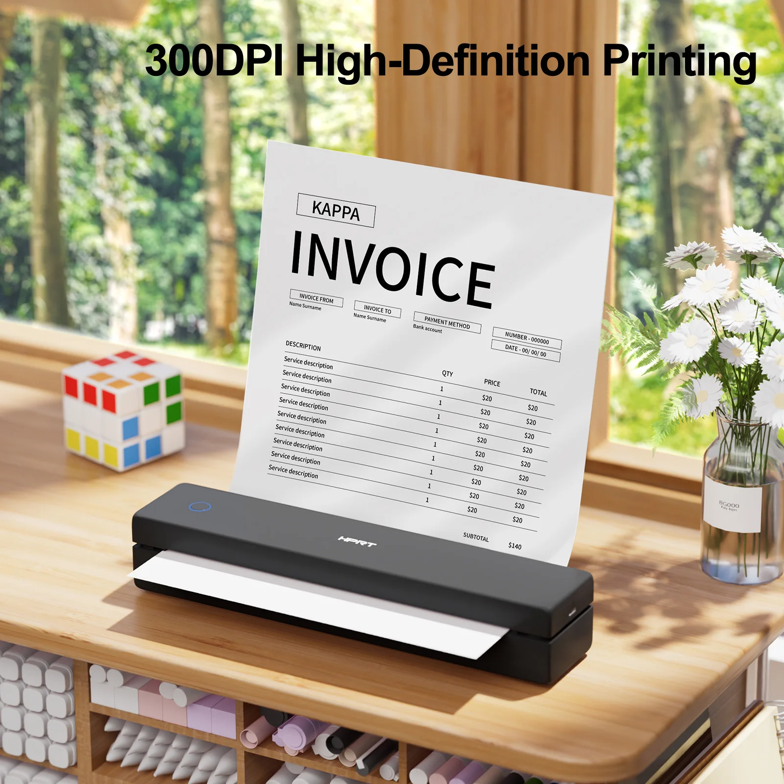 MT620 Pro Portable Thermal Printer - Wireless Bluetooth, 300DPI High Resolution, Multi-Size Printing (A4/A5/US Letter), No Ink