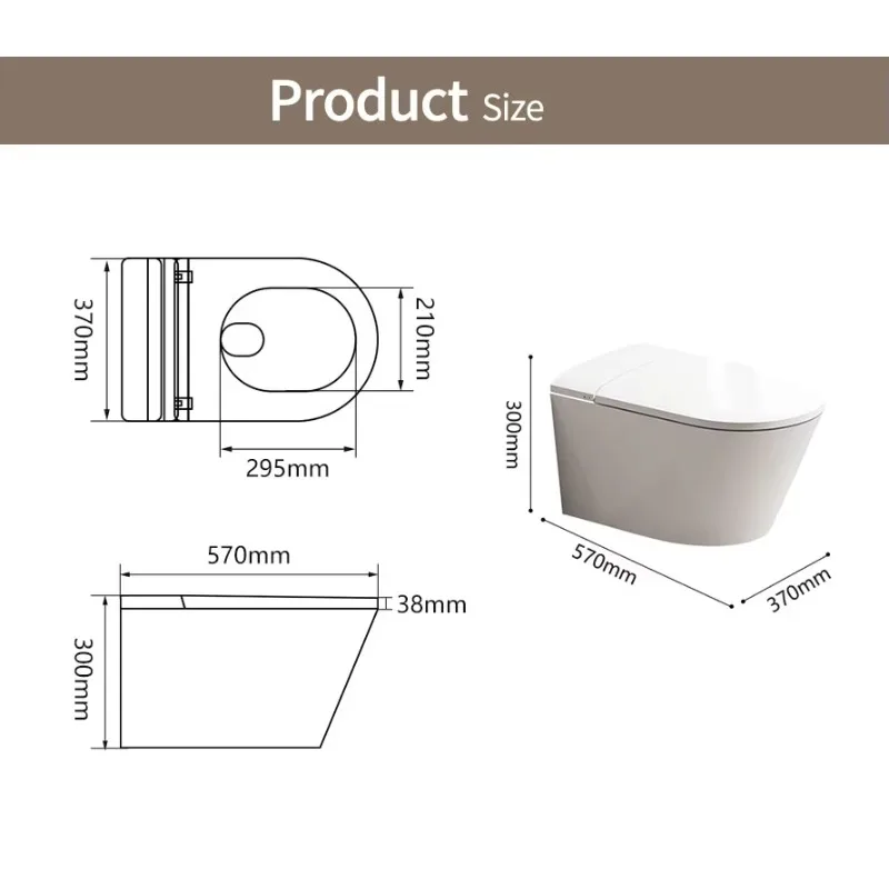 โถสุขภัณฑ์อัจฉริยะติดผนัง ฝาเปิดอัตโนมัติ พร้อมเซ็นเซอร์ตรวจจับการเคลื่อนไหว ระบบทำความร้อน รีโมทคอนโทรล ทรงยาว ไม่มีข้อจำกัดแรงดันน้ำ