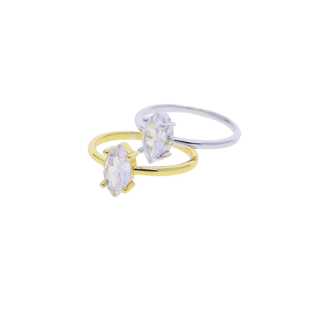 New Dainty Marquise Cut Eye CZ Ring Gold Silver Color Thin Stackable Engagement Band For Women Bridal Party Jewelry
