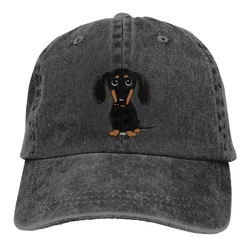 Pure Color Dad Hats Cute Black And Tan Smooth Coated Dachshund Women's Hat Sun Visor Baseball Caps Animal Peaked Cap