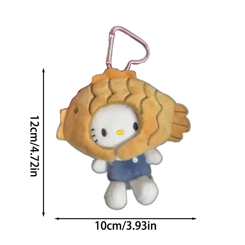 Sanrio Hello Kitty Taiyaki Shape Plush Cute Cartoo Keychain Doll Toy Plushie Keychain Bags Pendant Decoration Gift