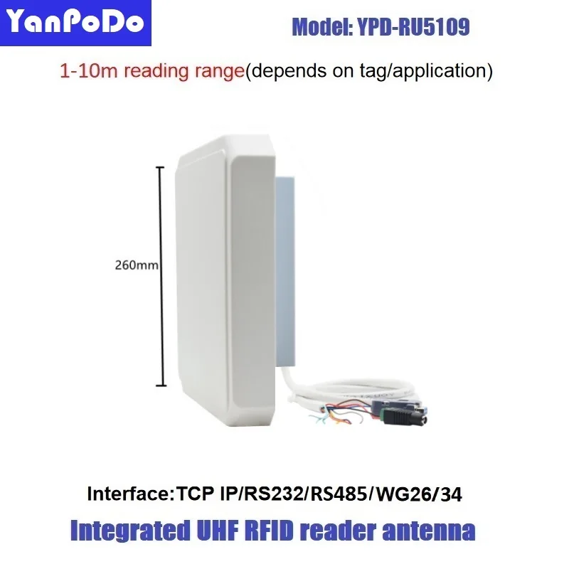 Imagem -02 - Yanpodo 10m Tcp ip Rfid Leitor de Longa Distância Usb Rs232 Wg26 Relé Sdk Livre para Estacionamento e Gestão de Armazém