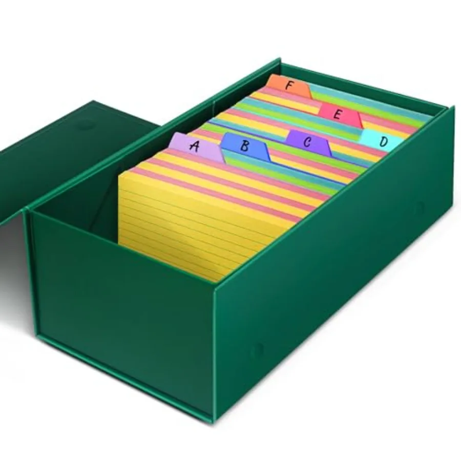 

3x5 Index Card Holder Fits Dividers, 3.5x5.5 Inches Index Card Storage Box, Large Capacity - 1 Pack, Green