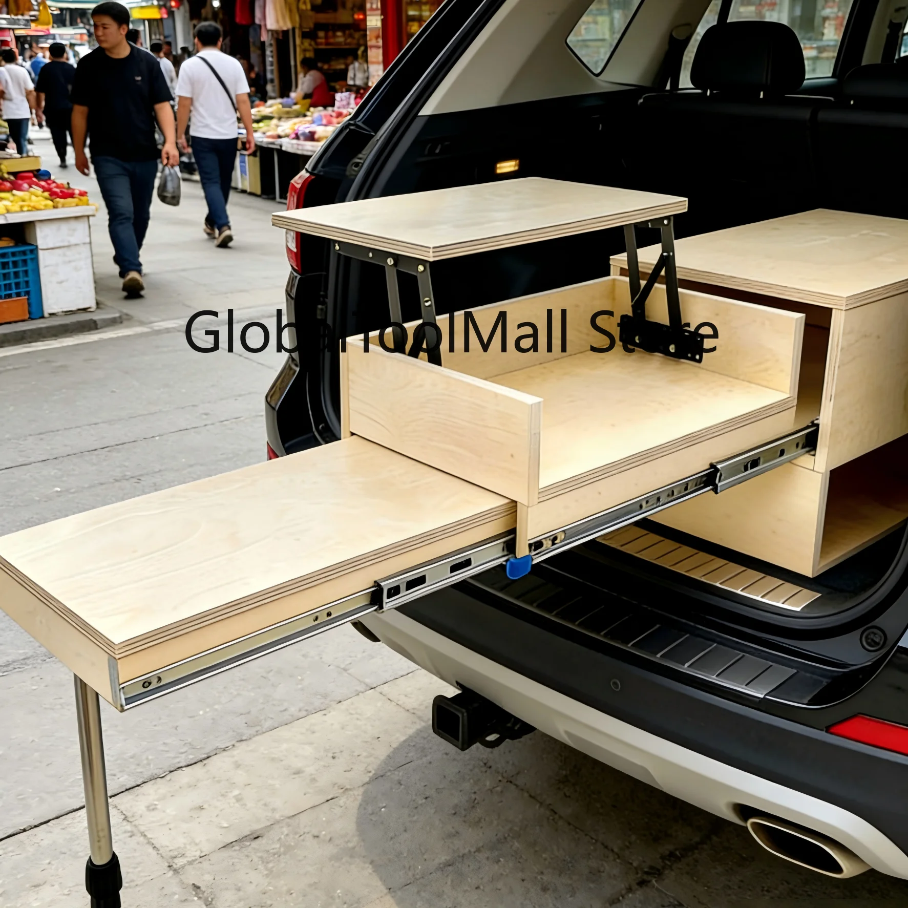 Outdoor Camping Tailgate Kitchen Kit Campervan Drawer System Car Trunk Workstation Table