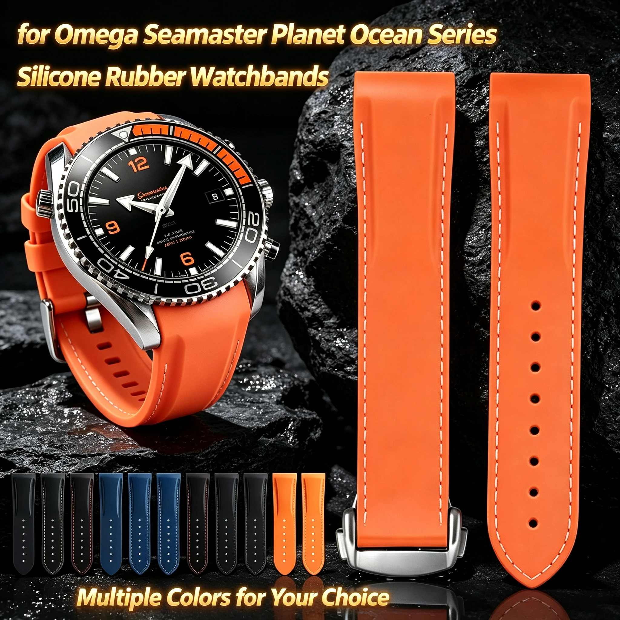 Arc Silicone Rubber Watchbands 20mm 21mm 22mm for Omega Seamaster Planet Ocean Waterproof Hydroconquest Sport Men Watch Strap