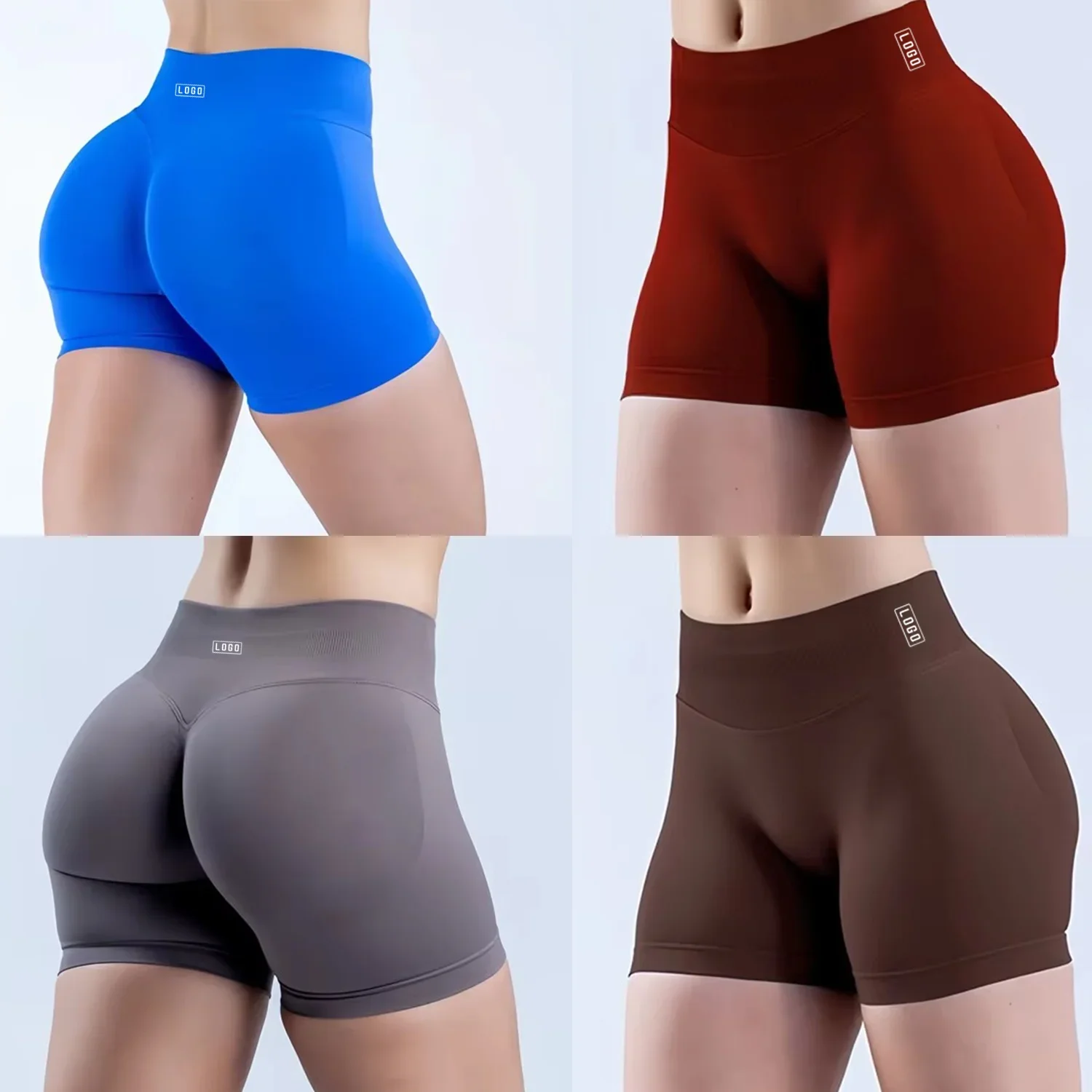

Dyfne DFYNEIgnite Shorts with Logo 4.5'' Low Waist Seamless Yoga Shorts Scrunch Bum Gym Shorts Workout Biker Short Stretch Fitne