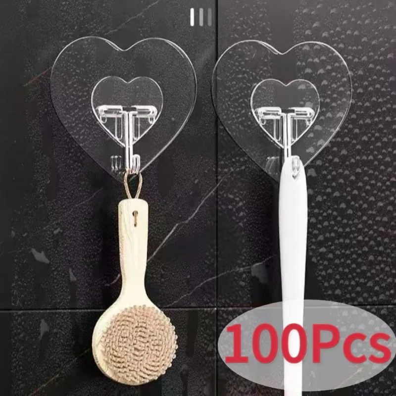 Transparente Haken aus Edelstahl, stark, selbstklebend, Wandaufhänger, Haken für Küche, Badezimmer, Tür, Wand, Multifunktions-Organizer