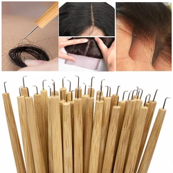 Ventilating Needles Hooking Hair Wig Ventilating Tools Holder With Needles Wood Handle Lace Wig False Beard Making Repairing
