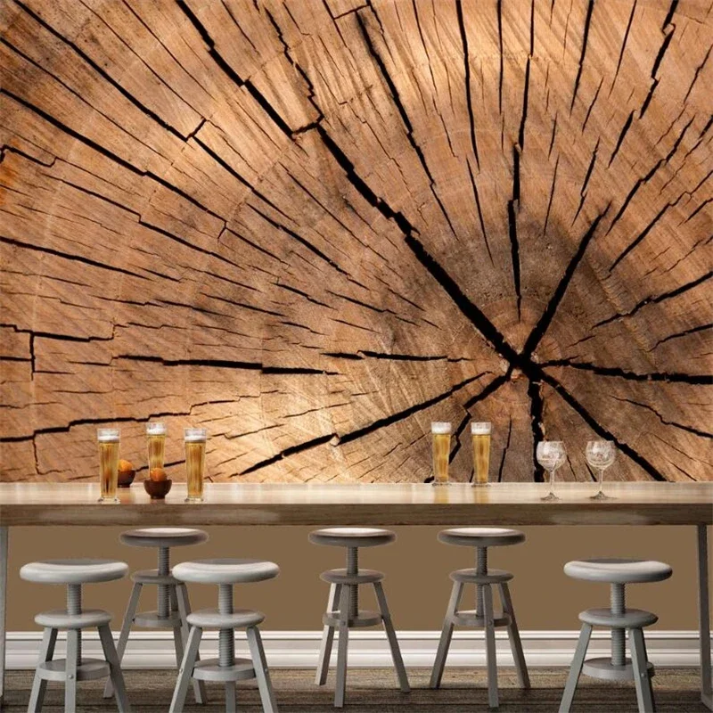 

3D Custom Wood Grain Wallpaper Mural Personalized Annual Ring Texture Background Wall Decor Wooden Cross Section Cropped Design