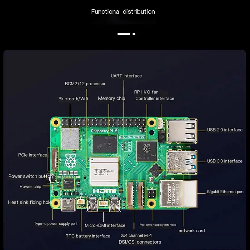 Raspberry Pi 5 2GB, 4GB, 8GB, Development Board, AI Artificial Intelligence Programming