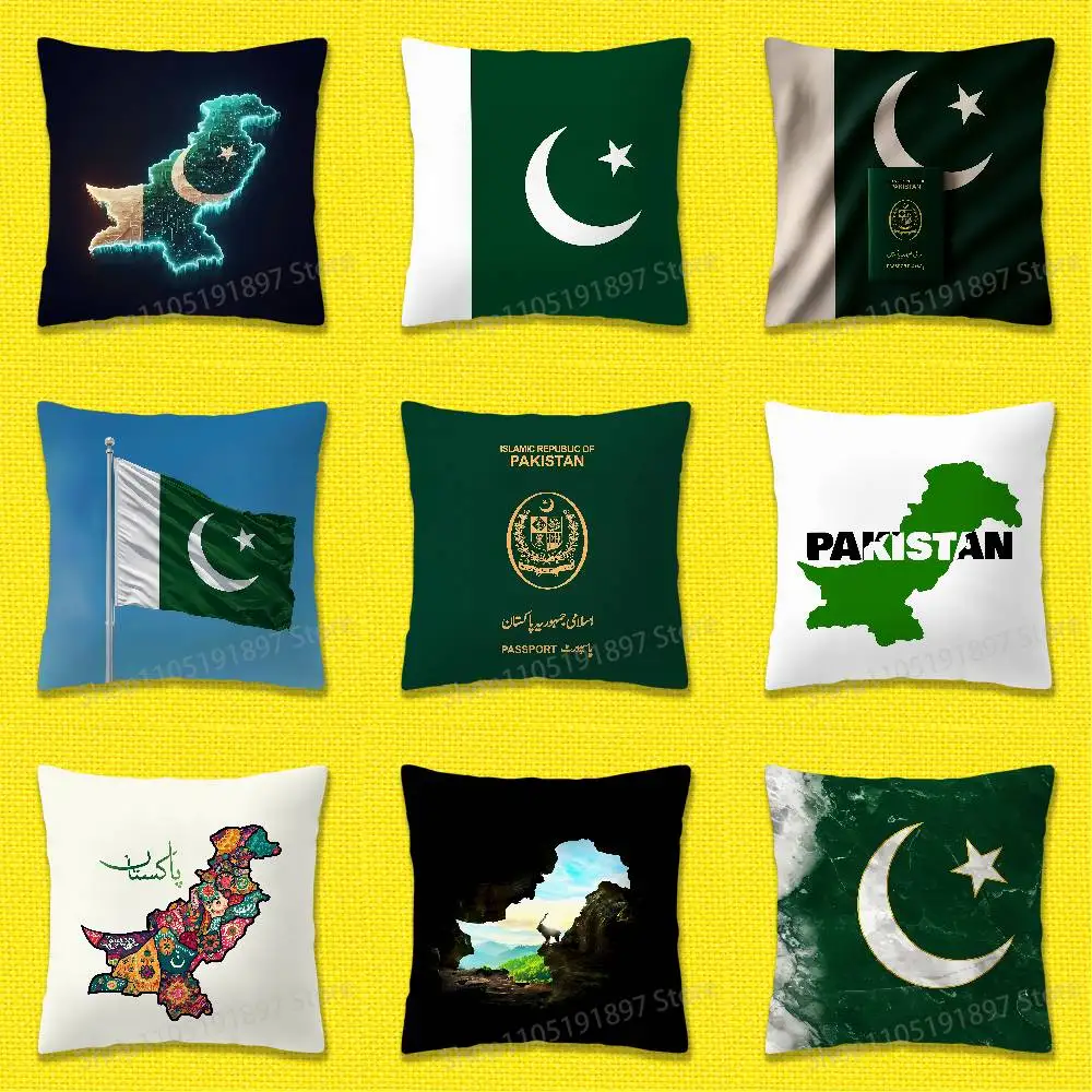 

Pakistan Passport Map Flag Throw Pillow Case For 30cm 40cm 45*45cm 50cm 55cm Square Sofa Pillowcase Shell