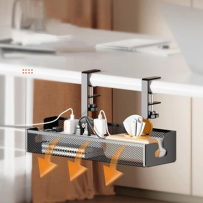 Wire Organizer Under Table Storage Rack Cable Management Tray for Power Strips Cable Storage Space Savers