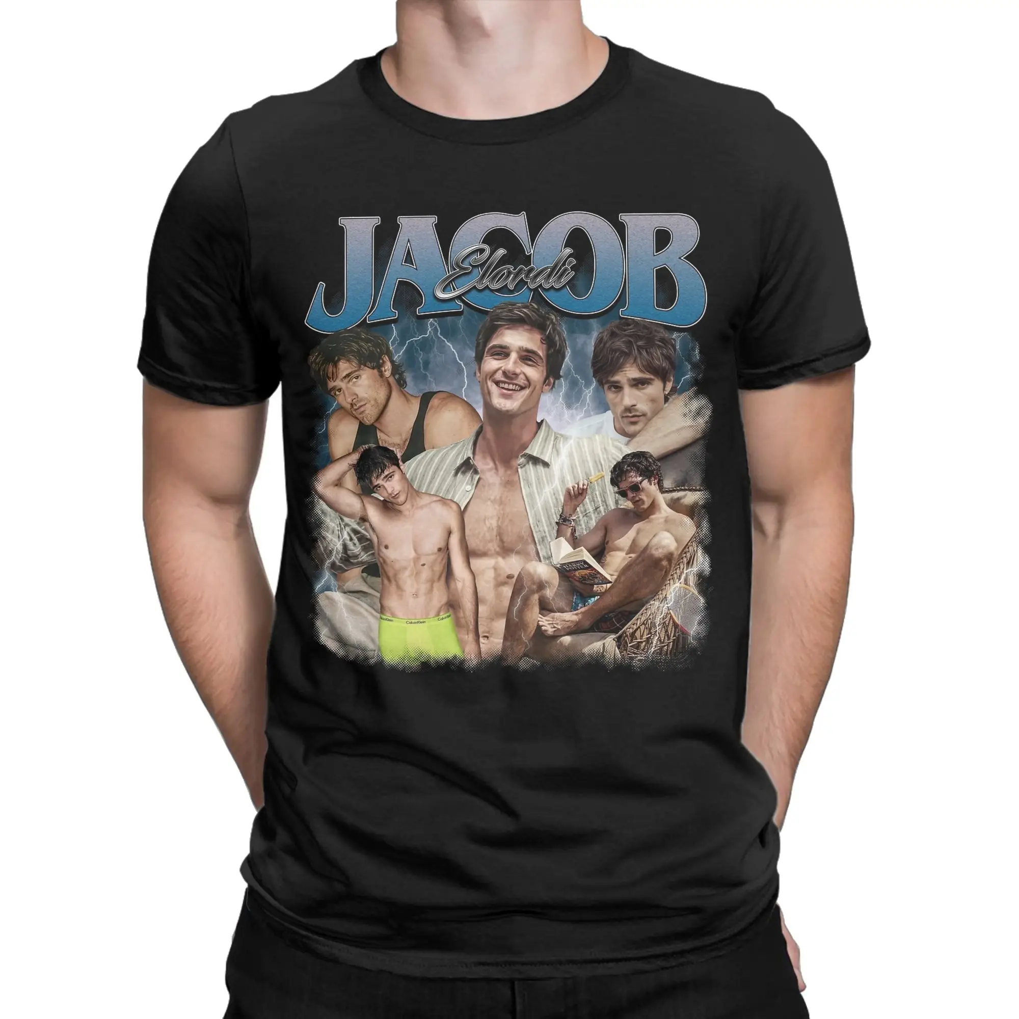 Jacob Elordi Actor Men's T Shirt  Novelty Tee Shirt Short Sleeve O Neck T-Shirt 100% Cotton Printed Tops