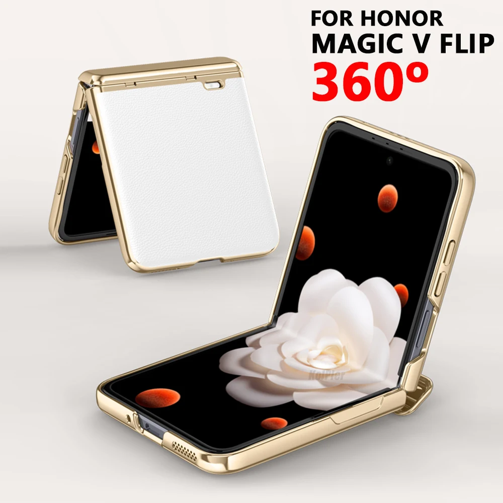 Luxury Case for HUAWEI Honor Magic V Flip Official 2024 NEW Shockproof Back Cover Hinge Folding Glass film Skin Plating Capa