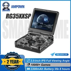 AMPOWN Anbernic 휴대용 비디오 게임 콘솔, 휴대용 접이식 게임 플레이어, 3.5 인치 IPS 리눅스 OS, RG35XXSP
