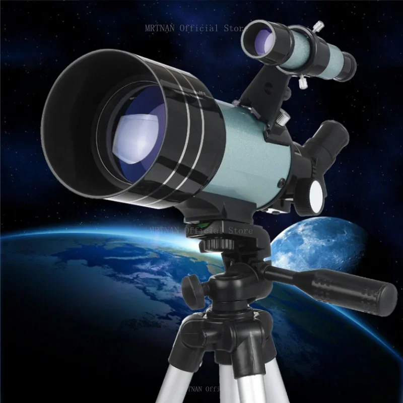 

150X Astronomical Telescope , 70mm Aperture Refractor Portable Travel Telescope with Phone Adapter Stargazing Moon Hunting