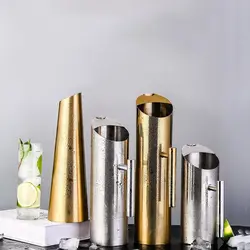 Personalized 1/1.5/2L Stainless Steel Water Jug Straight Large Capacity Cold Kettle Silver/gold Splash Proof Pitcher Juice